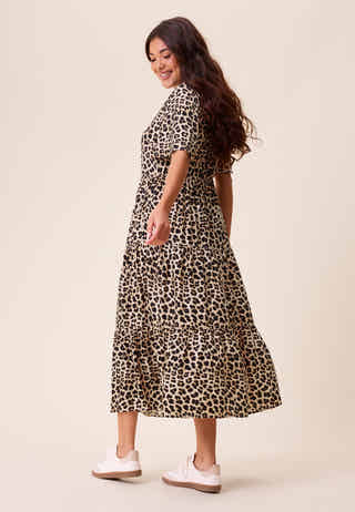 Butterfly Sleeve Viscose Midi Dress