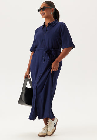 Viscose Belted Shirt Dress