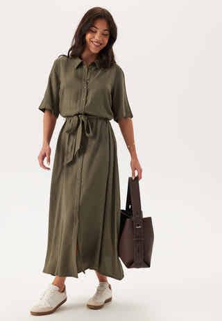 Viscose Belted Shirt Dress