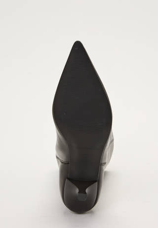 Heeled Mid Knee Leather Boot