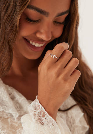 Lulu Bow Stack Ring Silver-pla